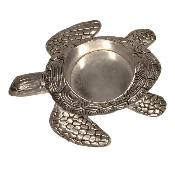 Yankee Candle Sea Turtle Silver Tea Light Candle Holder Retired 4" x 3.5" - Picture 4 of 14